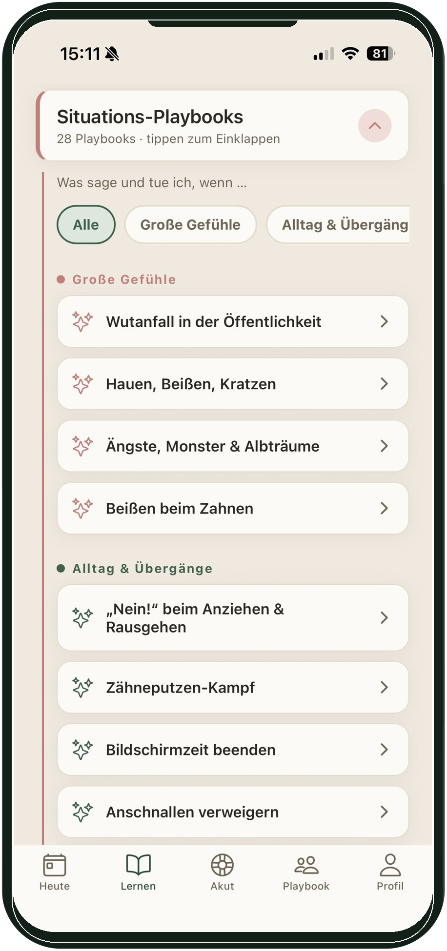 Elternkompass App – Situations-Playbooks