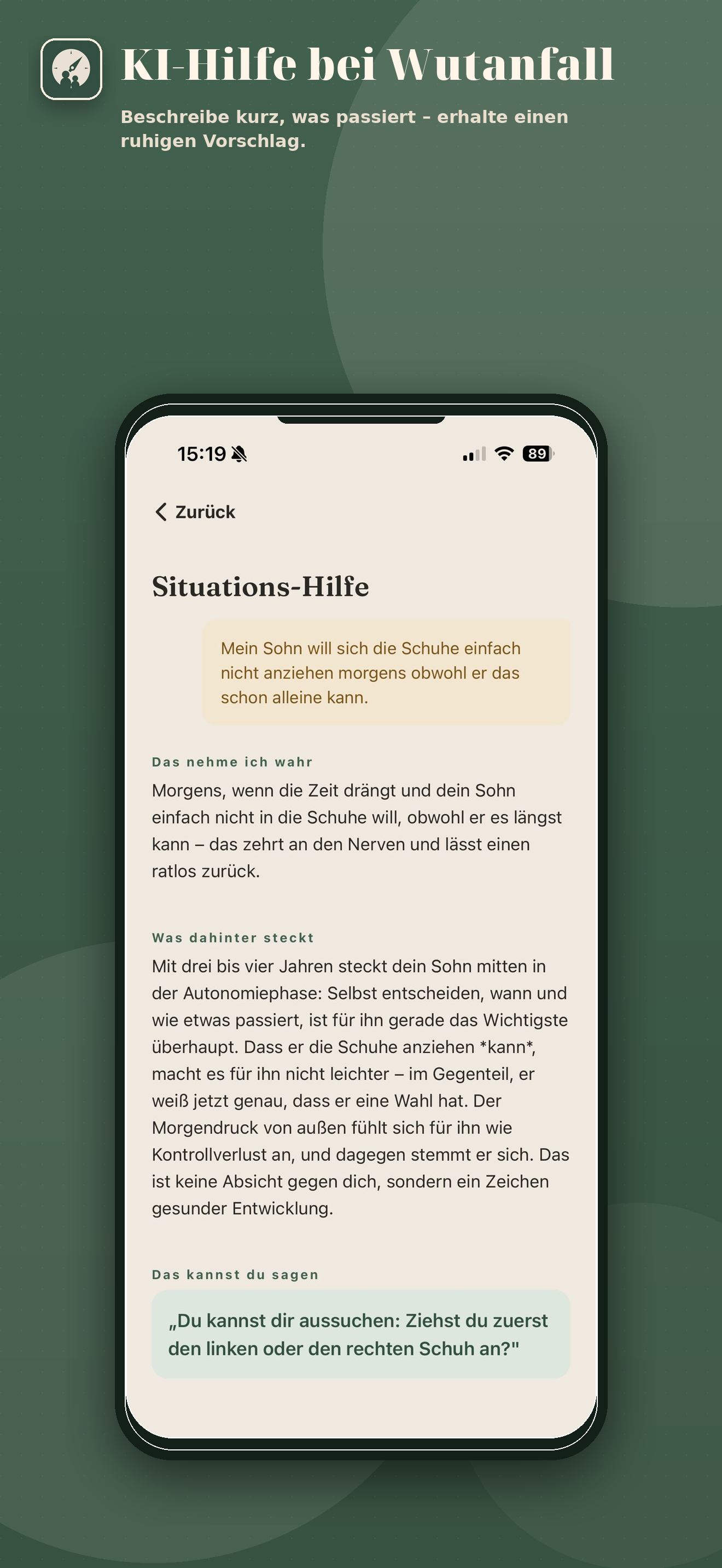 KI-Hilfe bei Wutanfall